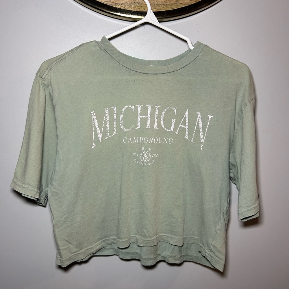 Garage Sage Green Michigan Campground Tee